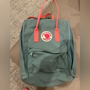 Fjallraven Teal And Pink Kanken Backpack